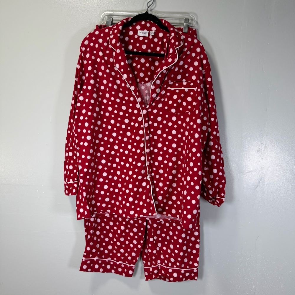 Kim Rogers‎ Red and White Polka Dot Cotton Pajama Set Sz Large
